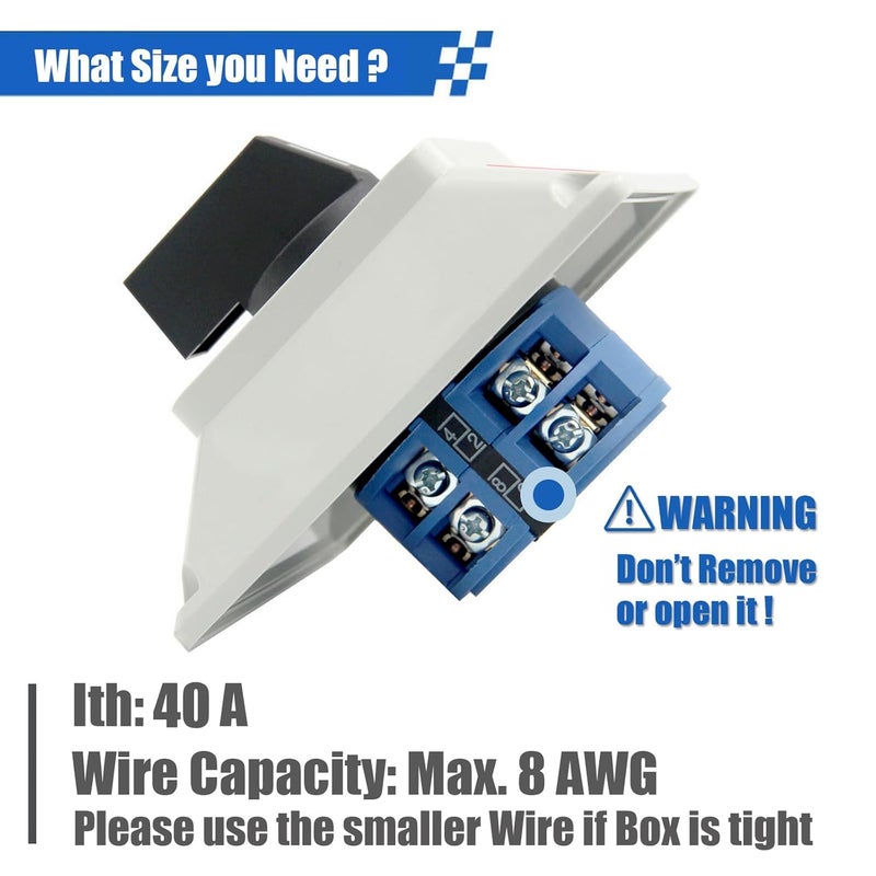 Keymoo 40A Rotary Changeover Switch with Box, 660V 3 Position 2 Phase 8 Terminals, 2-Way 2NO 2NC Universal Selector Switch with Yellow Fork Terminals IP65 CE 26-40/D202.2D - Image 2